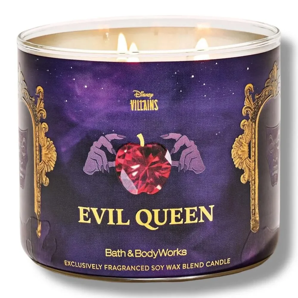 Disney Villains Evil Queen 3 Wick Candle Snow White Limited Edition Lid BBW Gift